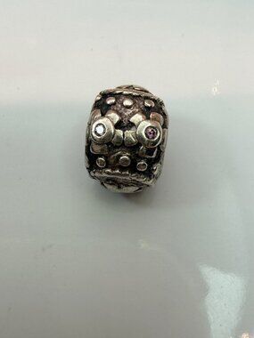 Retired Pandora 790390PCZ Decorative Egg Pink CZ Sterling Silver Charm-RARE